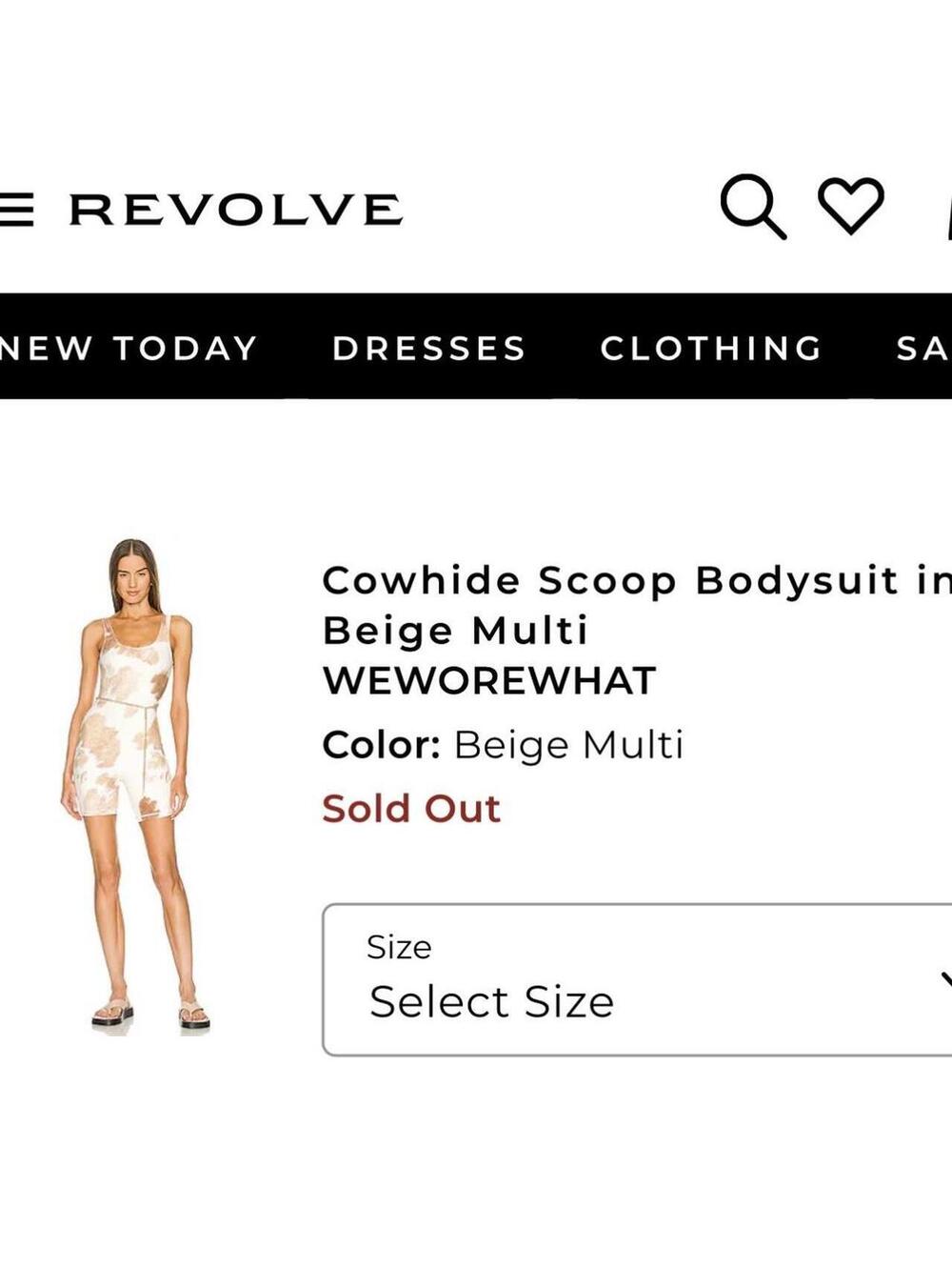WEWOREWHAT Cowhide Scoop Bodysuit in Beige Multi Size S